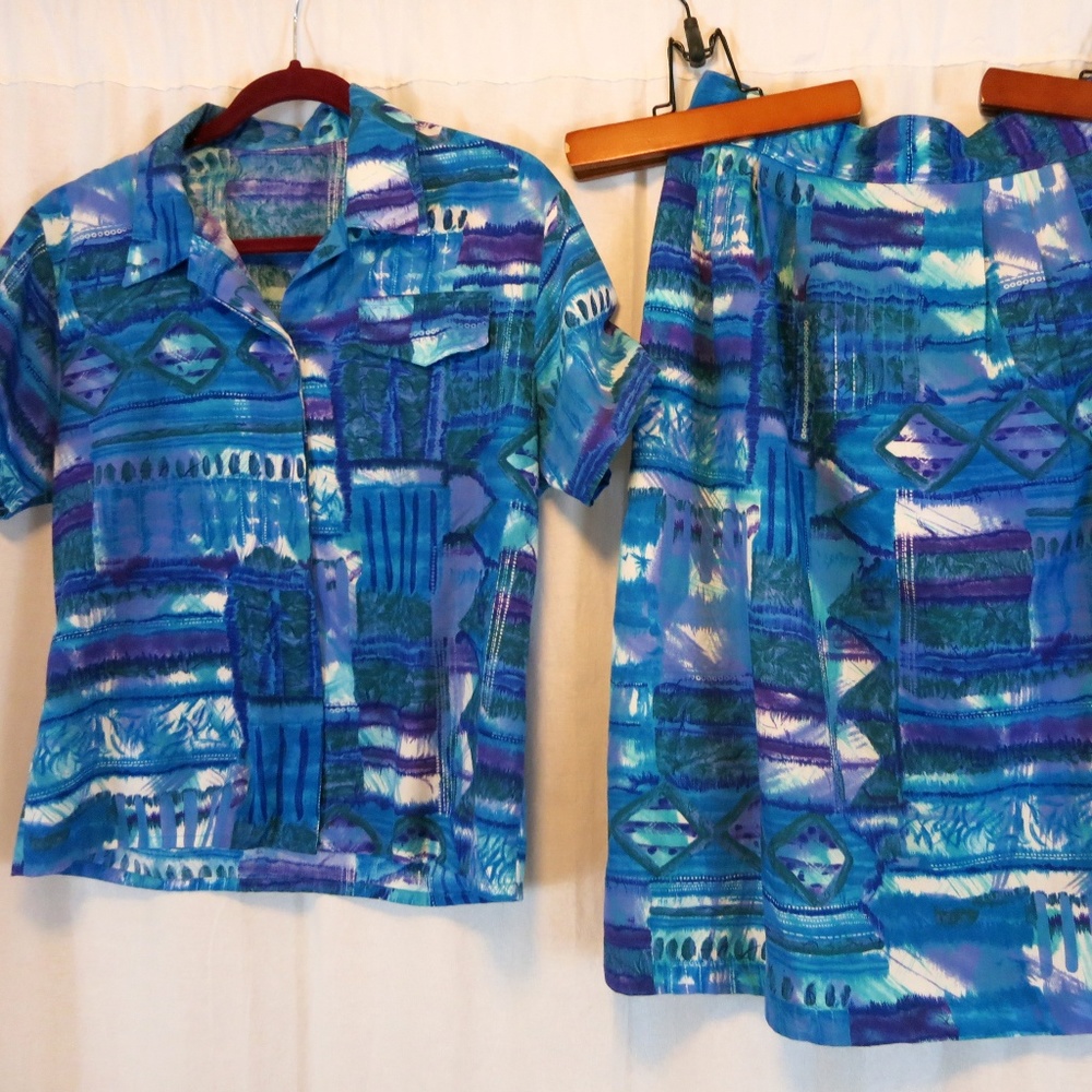 BonWorth Petite Skirt Set PL Blue Summer Work